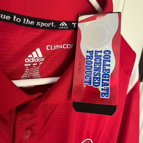 Adidas NWT University of Miami Redhawks Mens XL Polo shirt Red & White - Picture 4 of 9